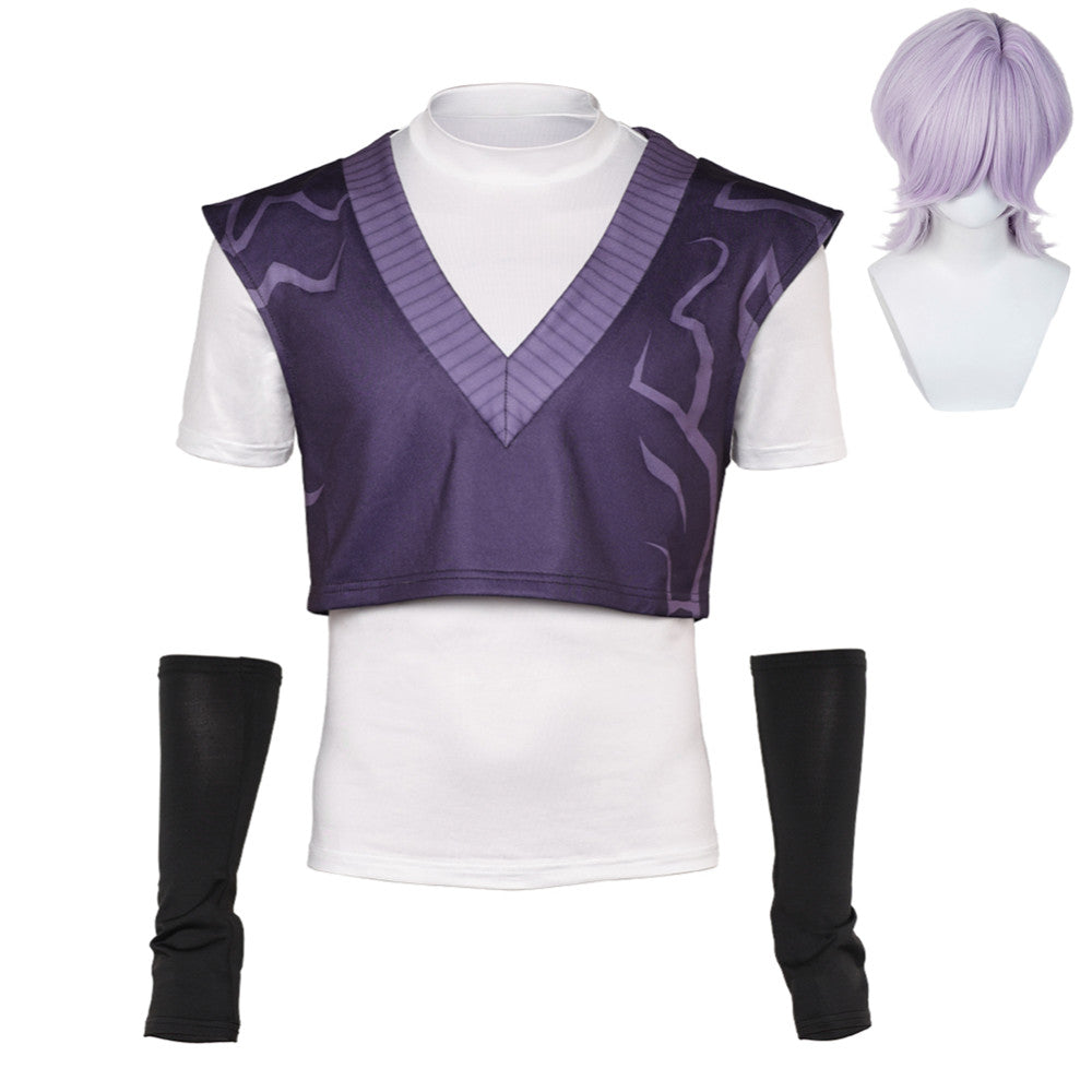 KPop Demon Hunters (2025) Mystery Saja Black Purple Top Set Outfits Cosplay Costume