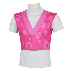 KPop Demon Hunters (2025) Mystery Saja Pink Vest White Top Outfits Cosplay Costume 