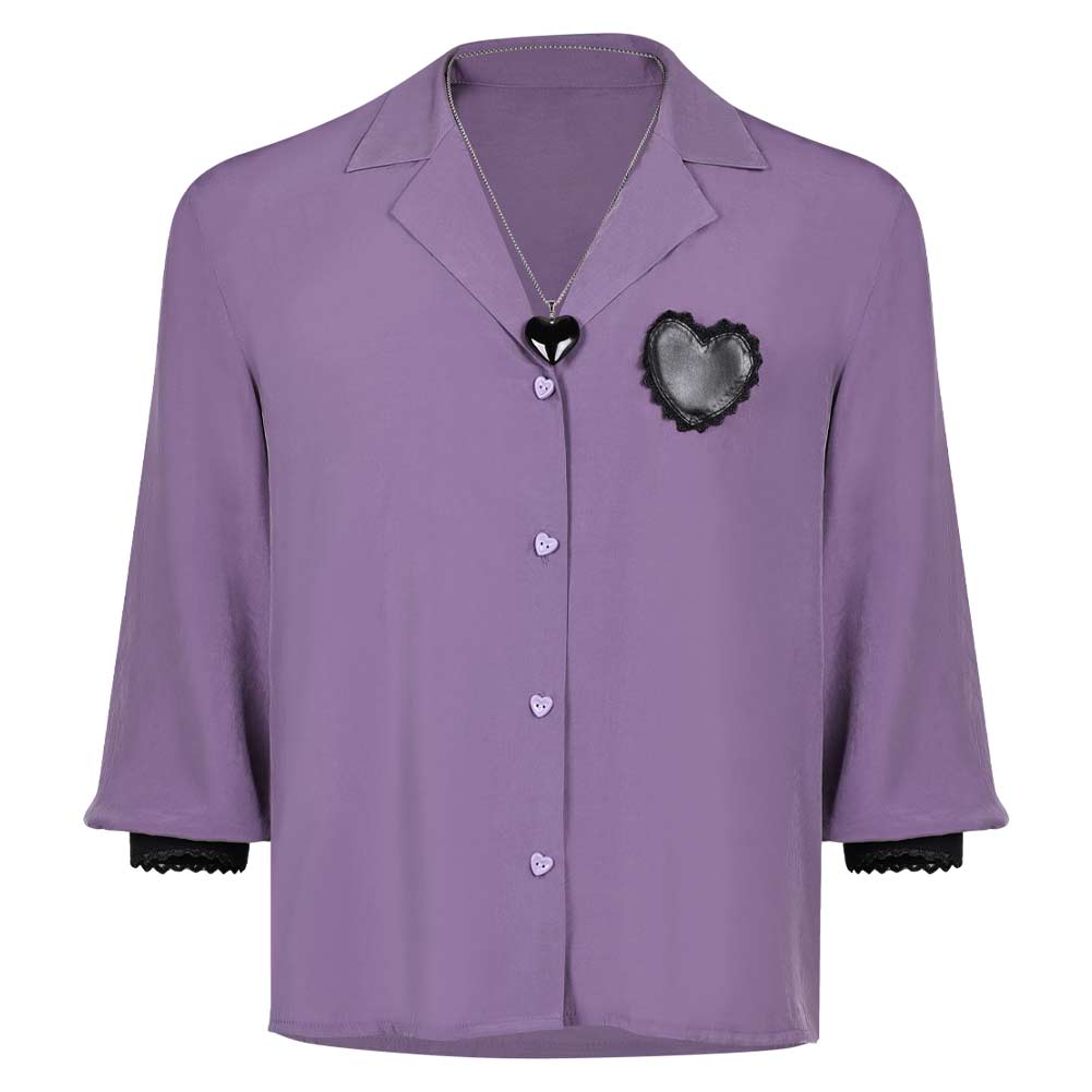 KPop Demon Hunters (2025) Romance Saja Purple Shirt Necklace Outfits Cosplay Costume 