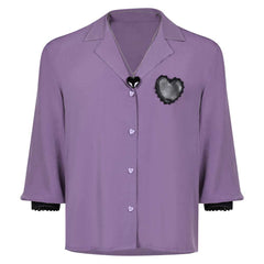 KPop Demon Hunters (2025) Romance Saja Purple Shirt Necklace Outfits Cosplay Costume 