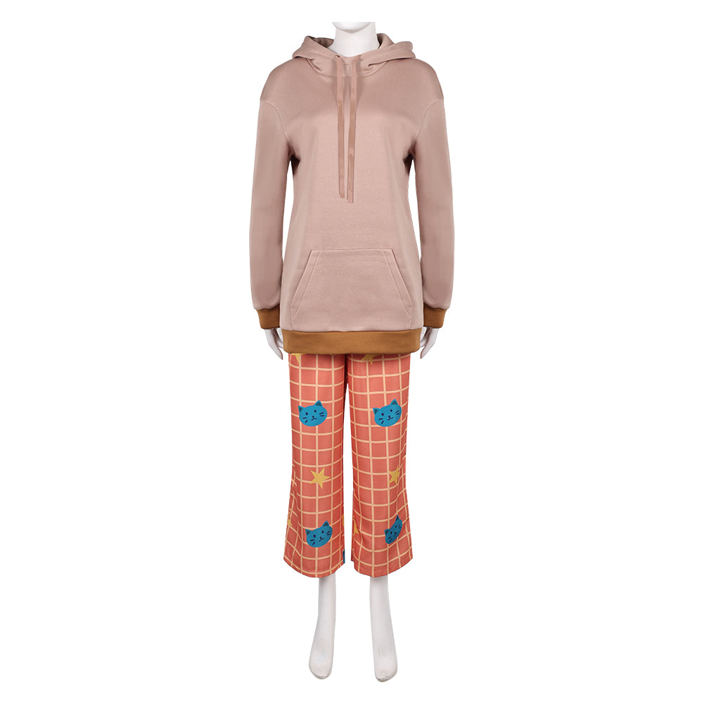 KPop Demon Hunters (2025) Rumi Brown Hoodie Orange Pants Sleepwear Cosplay Costume 