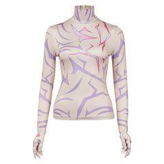 KPop Demon Hunters (2025) Rumi Jinu Purple Demon Patterns Top Cosplay Costume 