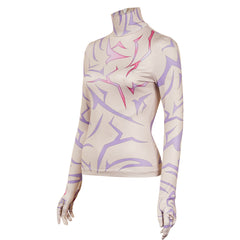 KPop Demon Hunters (2025) Rumi Jinu Purple Demon Patterns Top Cosplay Costume 