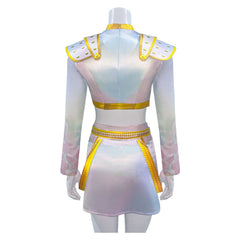 KPop Demon Hunters (2025) Zoey What It Sounds Like White Holographic Set Outfits Huntrix Cosplay Costume