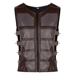 Kraven The Hunter (2024) Kraven Brown Leather Vest Outfits Cosplay Costume 