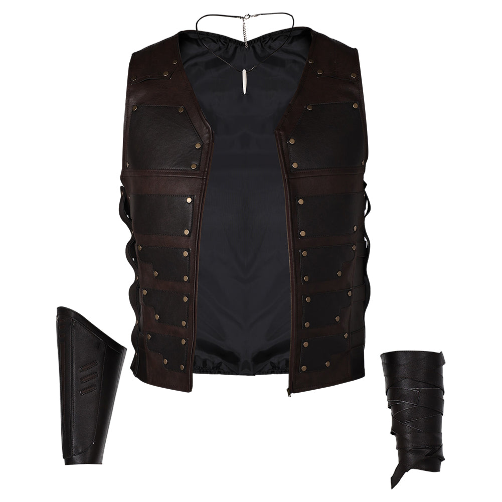 Kraven The Hunter (2024) Kraven Brown Vest Wrist Guards Outfits Cosplay Costume 