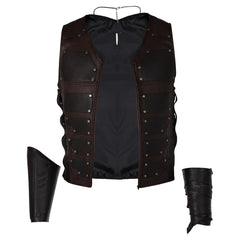 Kraven The Hunter (2024) Kraven Brown Vest Wrist Guards Outfits Cosplay Costume 