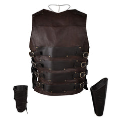 Kraven The Hunter (2024) Kraven Brown Vest Wrist Guards Outfits Cosplay Costume 