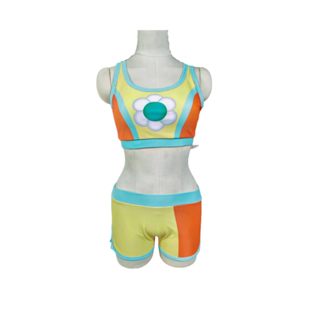 Mario Kart Daisy Yellow Top Shorts Swimwear Set Outfits Cosplay Costume