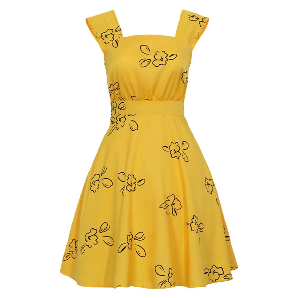 La La Land Mia Dolan Yellow Dancing Dress Outfits Cosplay Costume 