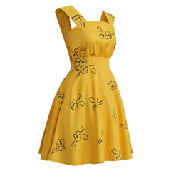 La La Land Mia Dolan Yellow Dancing Dress Outfits Cosplay Costume 