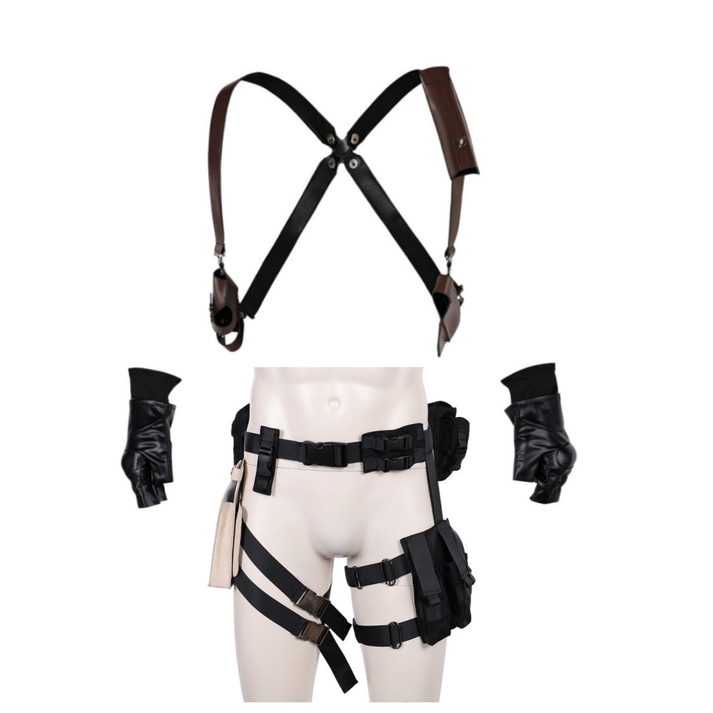 Resident Evil 4 Remake Leon S.Kennedy Gloves Suspenders Straps Belt Cosplay Accessories Props