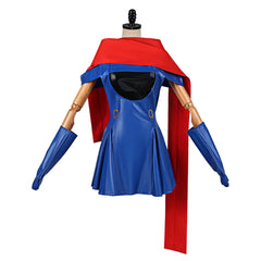 Lisa Lisa Blue Dress Red Scarf Set Outfits Cosplay Costume Halloween Suit 