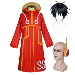Anime One Piece Egghead Arc Monkey D. Luffy Red Coat Outfits Cosplay Costume Halloween Carnival Suit