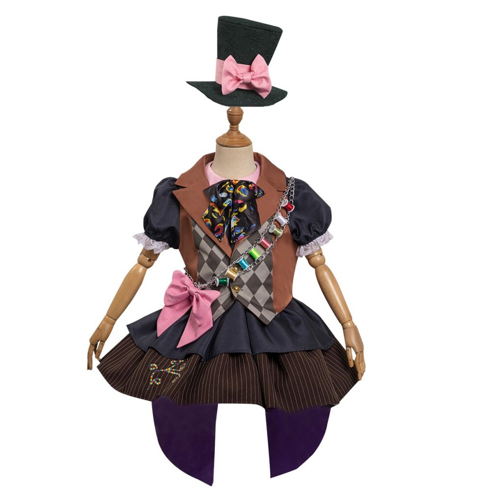 Kids Alice in Wonderland Tarrant Hightopp Mad Hatter Cosplay Costume Outfits Halloween Carnival Suit-Coshduk