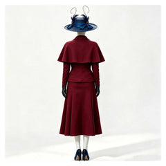 Mary Poppins Returns Mary Poppins Red Skirt Blue Hat Set Outfits Cosplay Costume