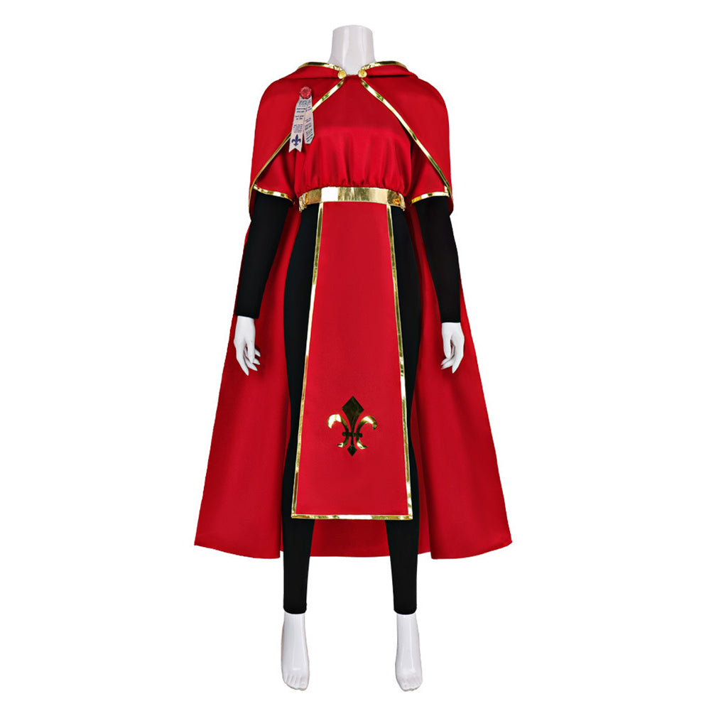 Medieval Priest Nun Red Cloak Set Outfits Cosplay Costume Halloween Suit
