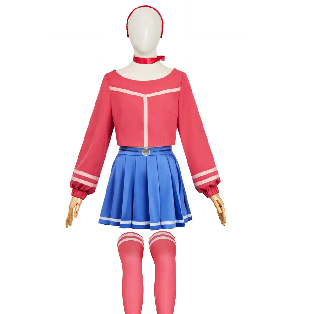 MiSide (2024) Mita Red Top Blue Skirt Set Outfits Cosplay Costume