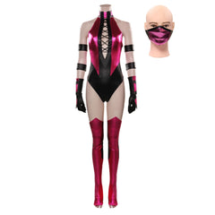 Mortal Kombat Mileena Pink Jumpsuit Set Outfits Cosplay Costume Halloween Carnival Suit