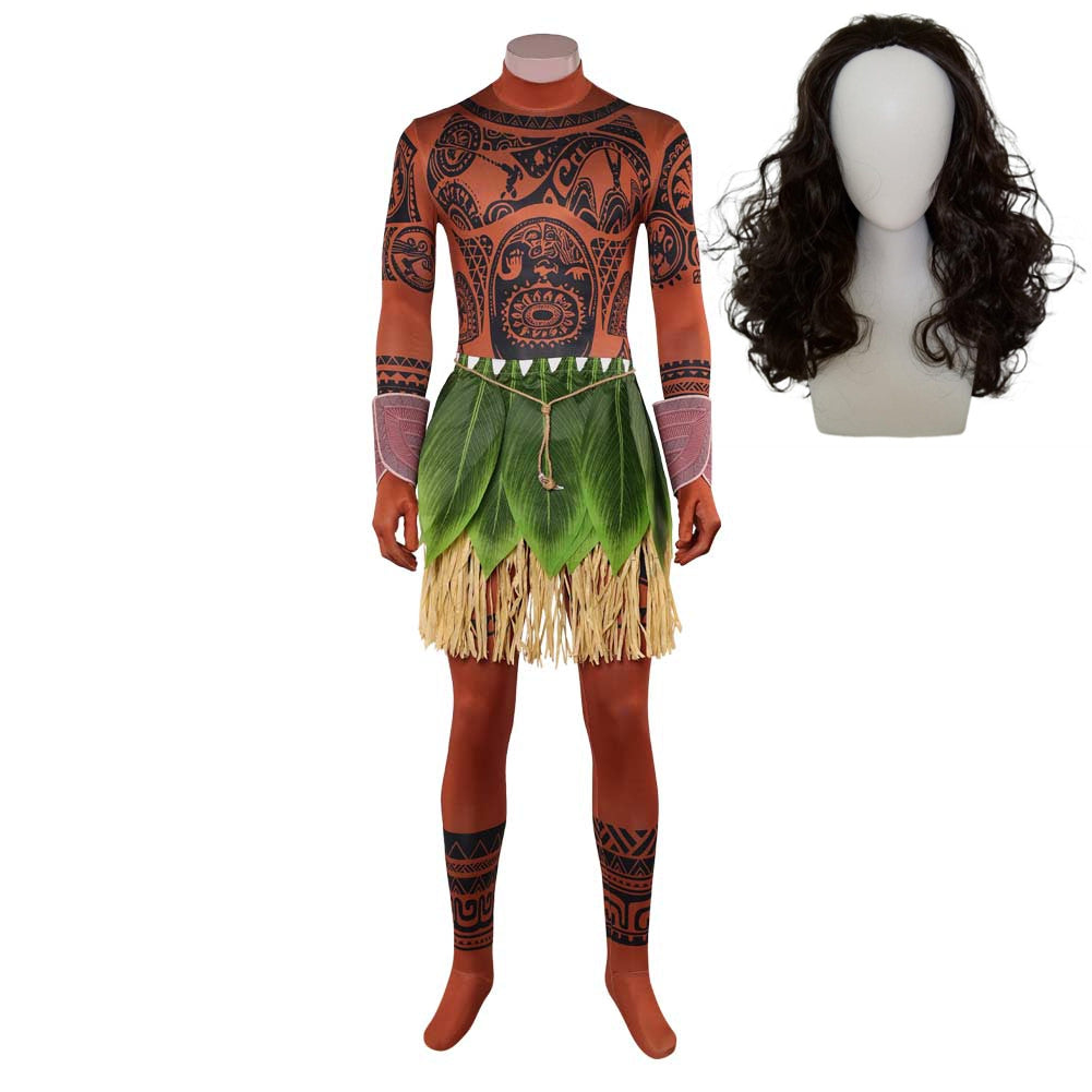 Moana (2026) Maui Jumpsuit Skirt Set Outfits Halloween Cosplay Costume