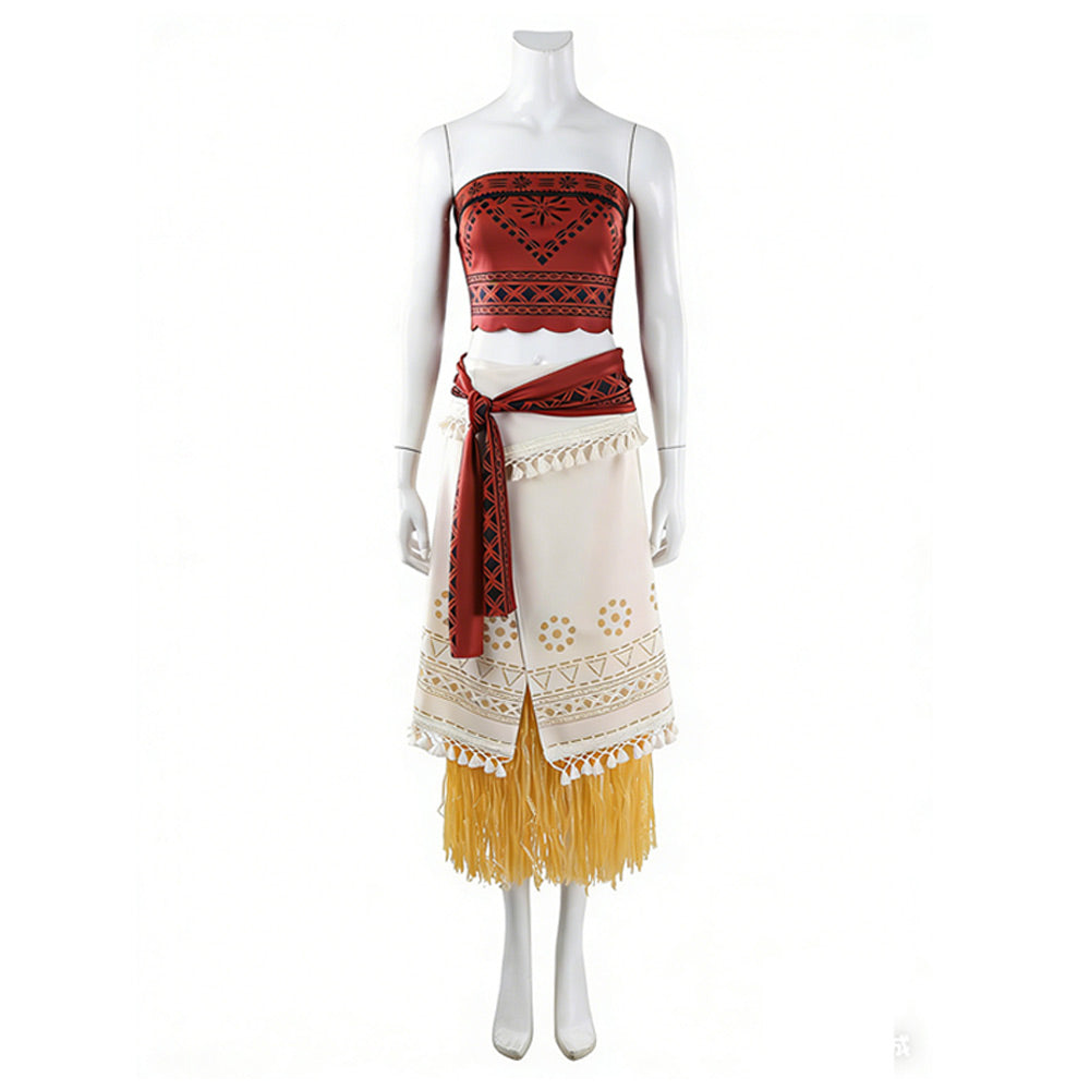 Moana (2026) Moana Red Top White Skirt Set Outfits Cosplay Costume 