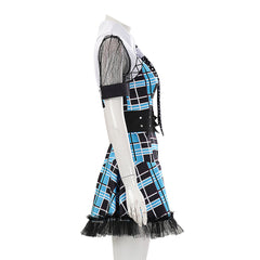Monster High Frankie Stein Blue Black Dress Outfits Halloween Cosplay Costume 