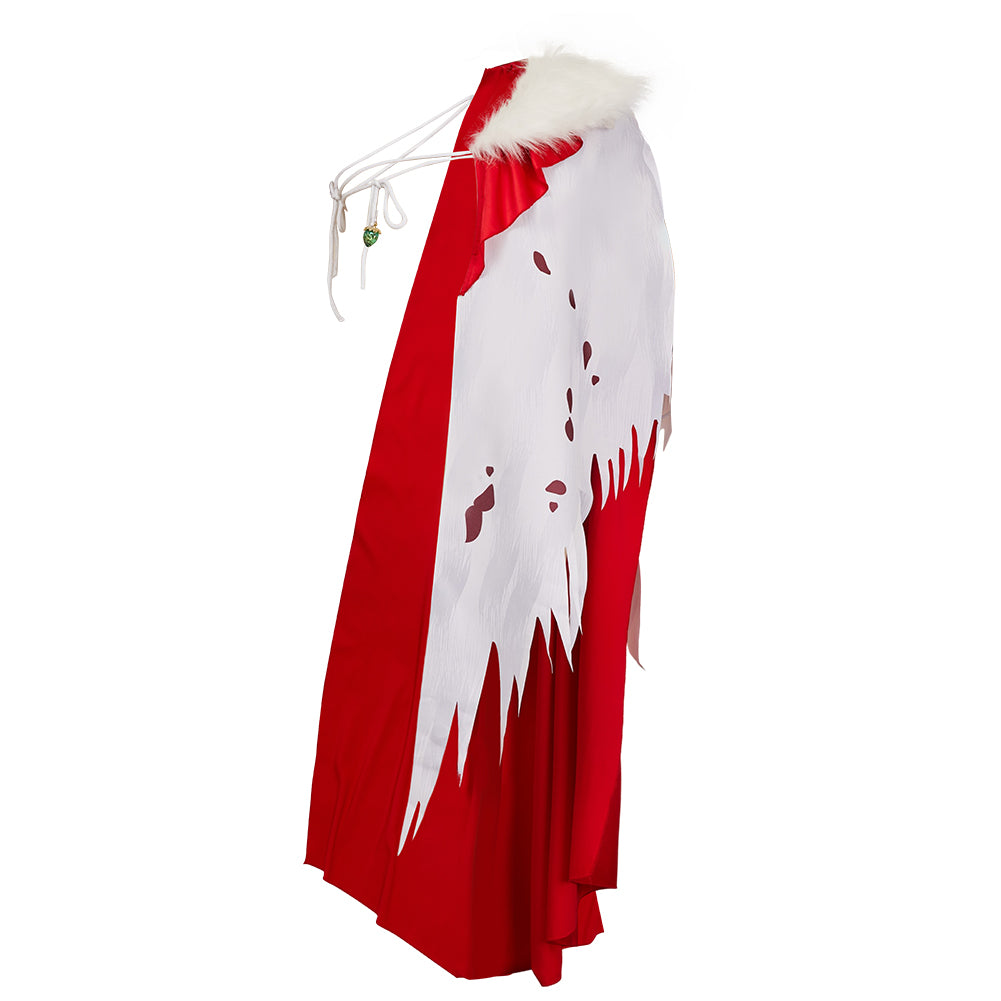 Monster Hunter Wilds (2025) Lala Barina White Red Cloak  Side Cape Outfits Cosplay Costume