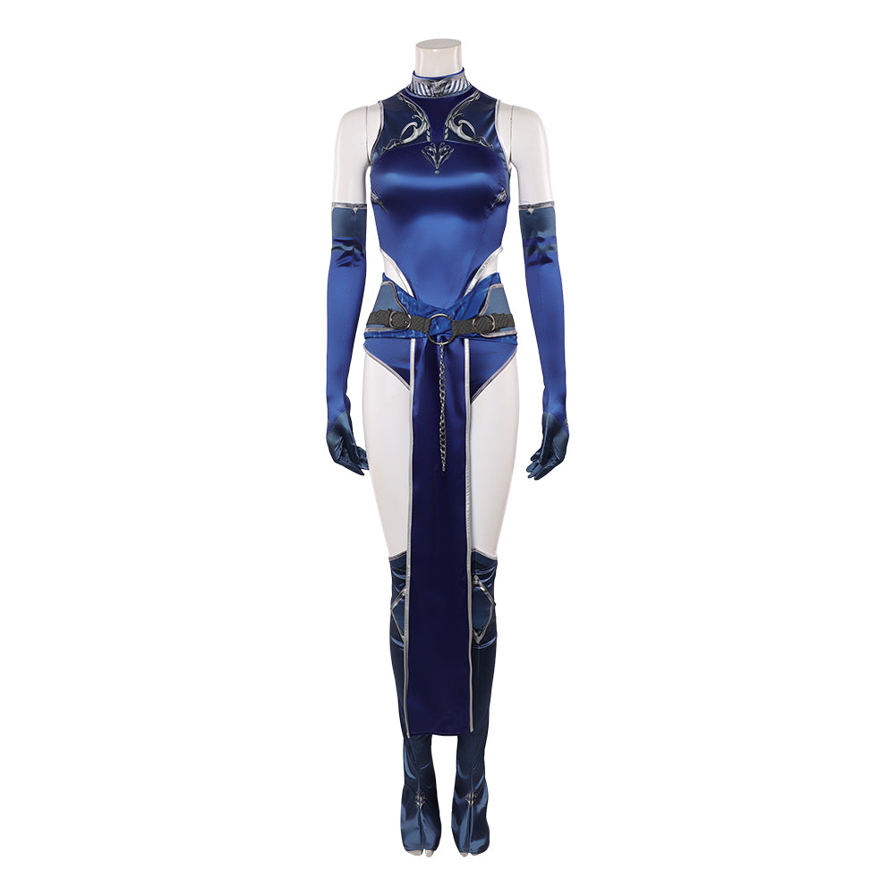 Mortal Kombat 1 Kitana Outworld Menagerie Blue Set Outfits Cosplay Costume 