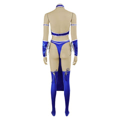 Mortal Kombat 2011 Kitana Blue Set Battle Outfits Cosplay Costume Halloween Suit 