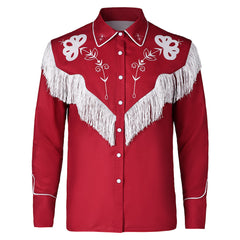 Movie Barbie 2023 Ken Red Western Coat Outfits Cosplay Costume Halloween Carnival Suit-Coshduk