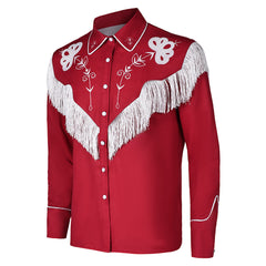 Movie Barbie 2023 Ken Red Western Coat Outfits Cosplay Costume Halloween Carnival Suit-Coshduk