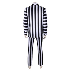 Movie Beetlejuice 2 (2024) Beetlejuice ​Black And White Suit Outfits Cosplay Costume Halloween Carnival Suit 