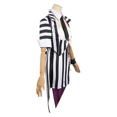 Movie Beetlejuice 2 (2024) Beetlejuice Black Striped Tuxedo Horror Outfits Cosplay Costume Halloween Carnival Suit