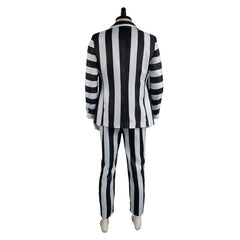 Movie Beetlejuice 2 (2024) Beetlejuice Striped Outfits Cosplay Costume Halloween Carnival Suit 