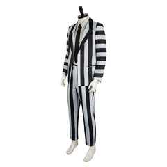 Movie Beetlejuice 2 (2024) Beetlejuice Striped Outfits Cosplay Costume Halloween Carnival Suit 