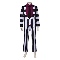 Movie Beetlejuice 2 (2024) Beetlejuice Suit Red Shirt Outfits Cosplay Costume Halloween Carnival 