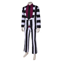 Movie Beetlejuice 2 (2024) Beetlejuice Suit Red Shirt Outfits Cosplay Costume Halloween Carnival 