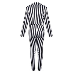 Movie Beetlejuice 2 (2024) Women Version Striped Suit Cosplay Costume Outfits Halloween Carnival Suit