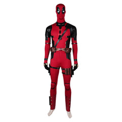 Movie Deadpool & Wolverine (2024) Wade Wilson Red Battle Jumpsuit Outfits Cosplay Costume Halloween Carnival Suit 