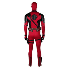 Movie Deadpool & Wolverine (2024) Wade Wilson Red Battle Jumpsuit Outfits Cosplay Costume Halloween Carnival Suit 