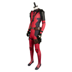 Movie Deadpool & Wolverine (2024) Wade Wilson Red Jumpsuit Shoulder Strap Outfits Cosplay Costume Halloween Carnival Suit 