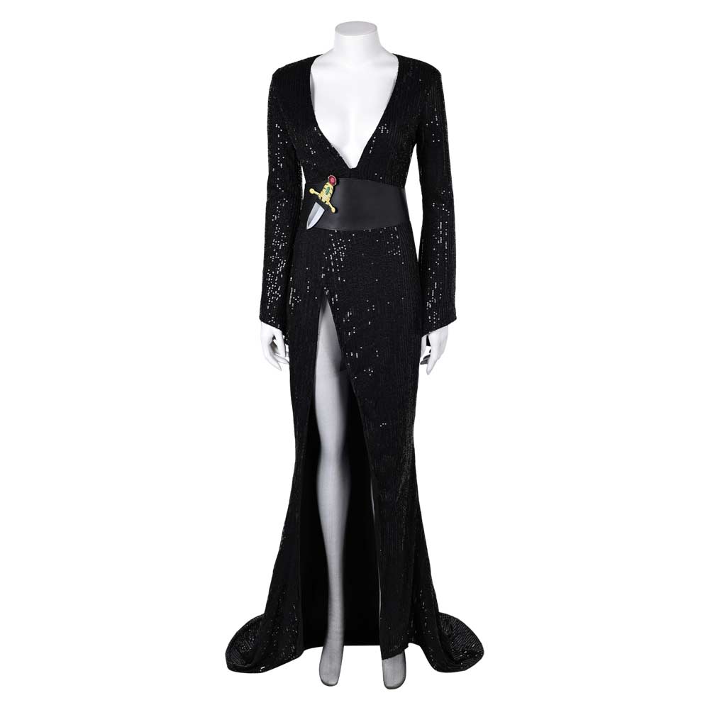 Movie Elvira: Mistress of the Dark Elvira Black Sequin Dress Outfits Halloween Cosplay Costume Halloween Carnival Suit