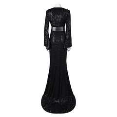 Movie Elvira: Mistress of the Dark Elvira Black Sequin Dress Outfits Halloween Cosplay Costume Halloween Carnival Suit