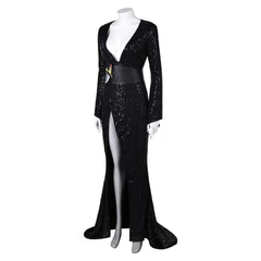 Movie Elvira: Mistress of the Dark Elvira Black Sequin Dress Outfits Halloween Cosplay Costume Halloween Carnival Suit