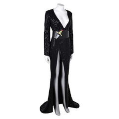 Movie Elvira: Mistress of the Dark Elvira Black Sequin Dress Outfits Halloween Cosplay Costume Halloween Carnival Suit