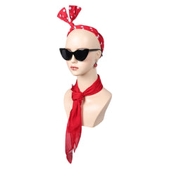Movie Grease: Rydell High Pink Lady Red Suit Cat Eye Glasses Tie Scarf Socks Earrings 1950's Womens Accessories Props