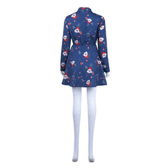 Movie Joker 2 (2024) Harley Quinn Blue Floral Dress Cosplay Costume Outfits Halloween Carnival Suit 