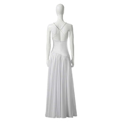 Movie Joker 2 (2024) Harley Quinn White Long Wedding Dress Outfits Cosplay Costume Halloween Carnival Suit 