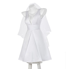 Movie Joker 2 (2024) Harley Quinn White Wedding Dress Outfits Cosplay Costume Halloween Carnival Suit