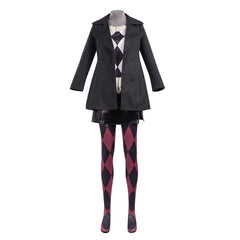 Movie Joker 2 Joker: Folie à Deux (2024) Harley Quinn Black Suit Dress Outfits Cosplay Costume Halloween Carnival 